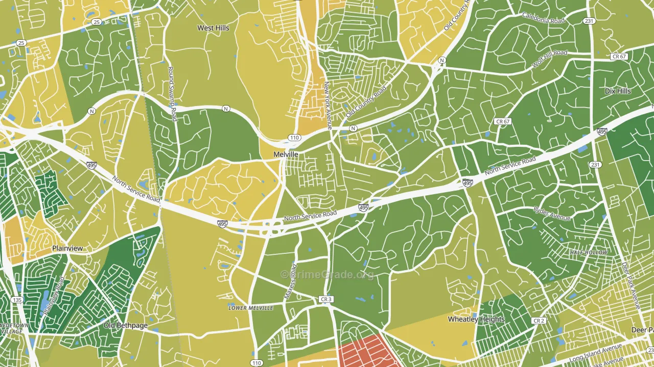Melville, NY Map of Vandalism Rates