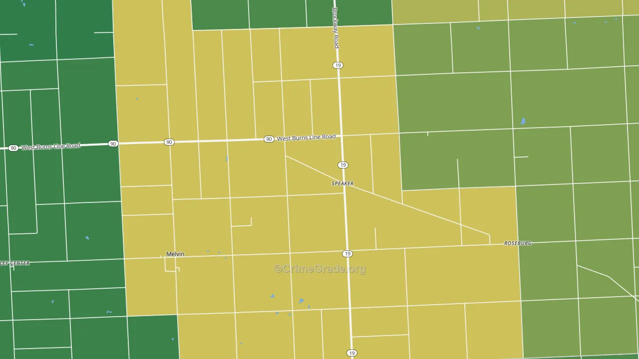 Melvin, MI Map of Vandalism Rates