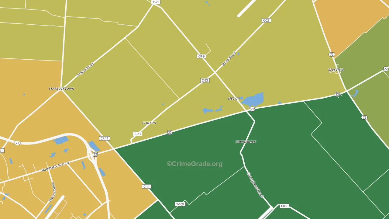 Melvin, OH Map of Vandalism Rates
