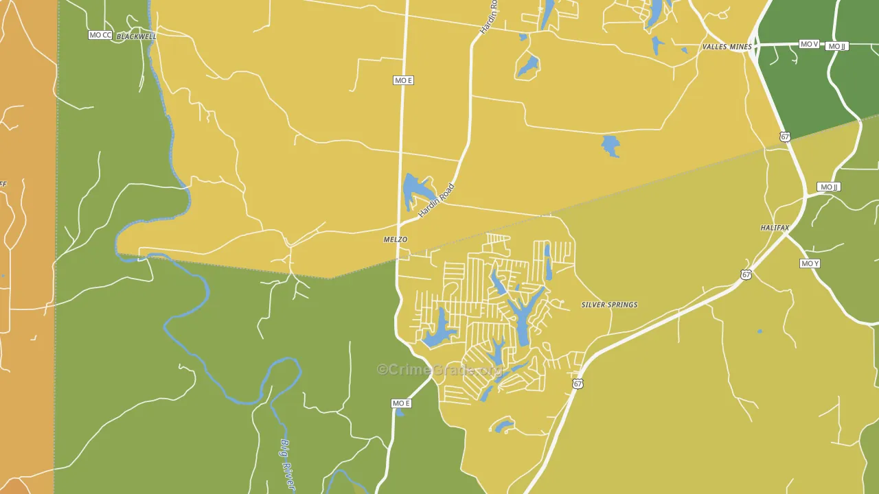 Melzo, MO Map of Vandalism Rates