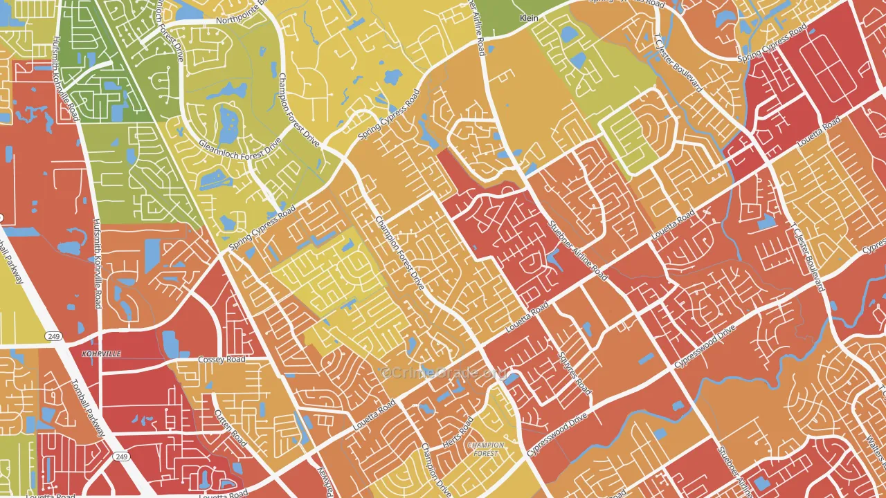Memorial Northwest, Spring, TX Map of Vandalism Rates