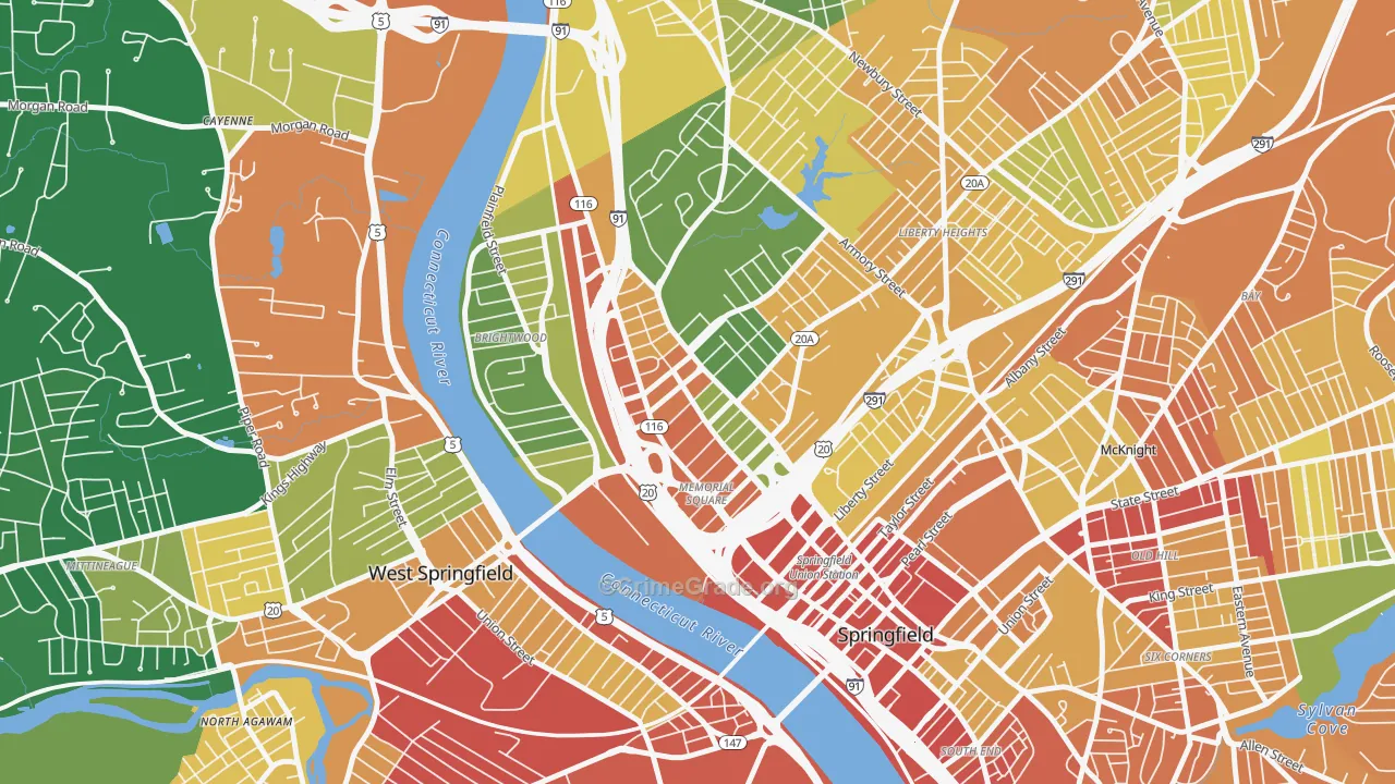 Memorial Square, Springfield, MA Map of Vandalism Rates