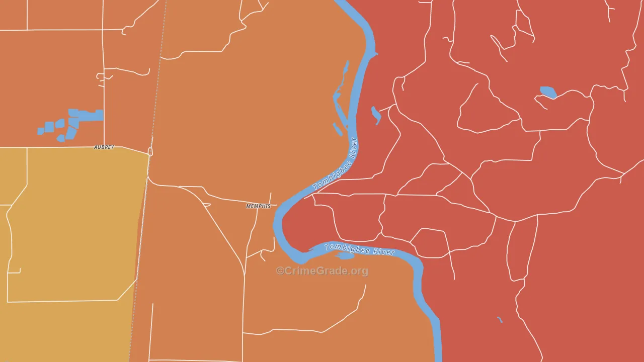 Memphis, AL Map of Vandalism Rates