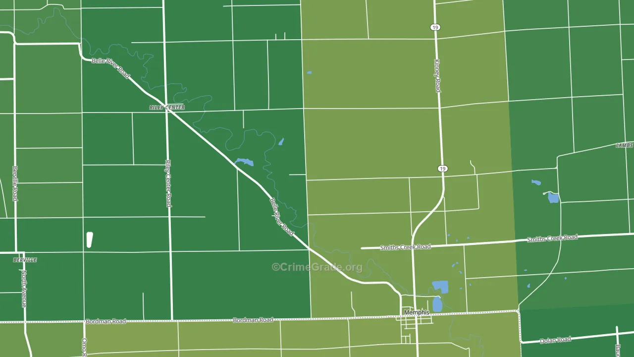 Memphis, MI Map of Vandalism Rates