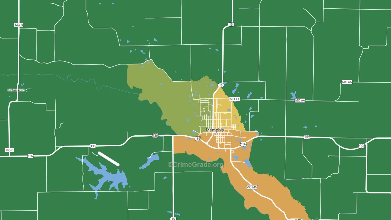 Memphis, MO Map of Vandalism Rates
