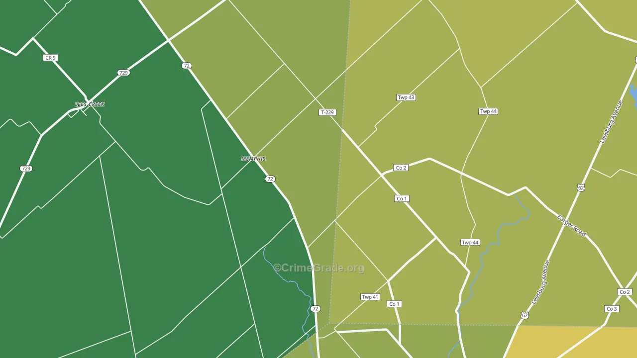 Memphis, OH Map of Vandalism Rates