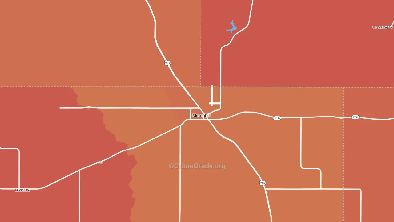Memphis, TX Map of Vandalism Rates