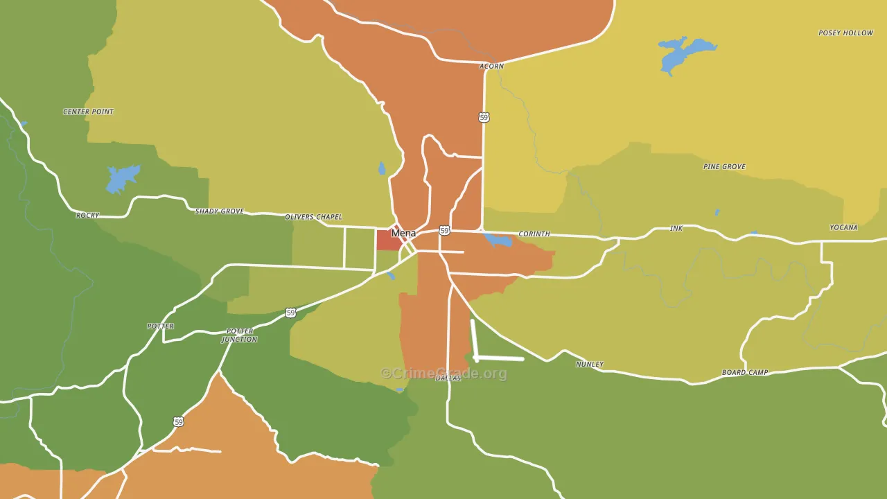 Mena, AR Map of Vandalism Rates