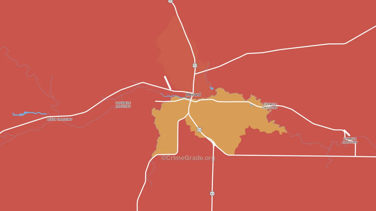 Menard, TX Map of Vandalism Rates