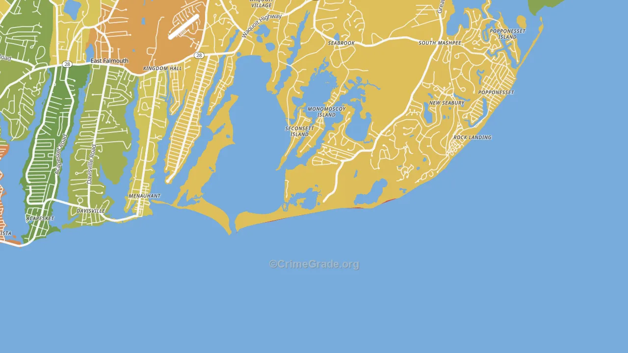 Menauhant, MA Map of Vandalism Rates