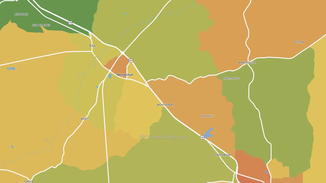 Mendenhall, MS Map of Vandalism Rates