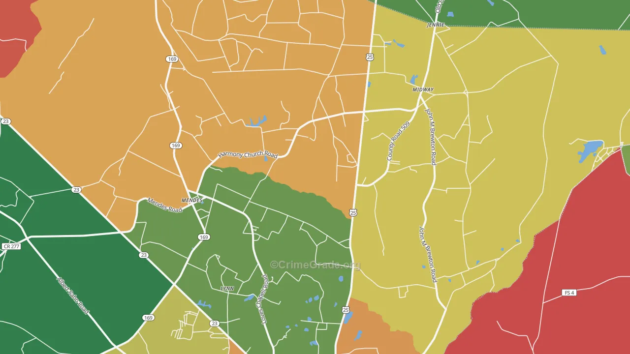 Mendes, GA Map of Vandalism Rates