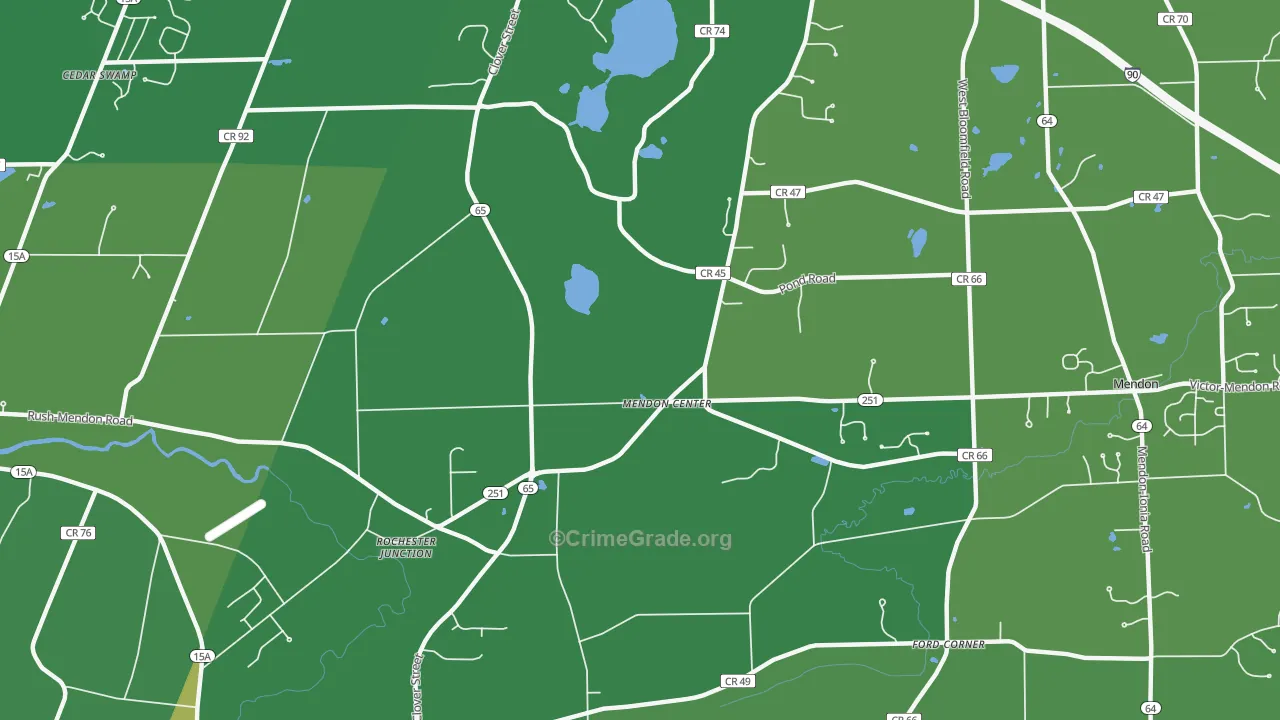 Mendon Center, NY Map of Vandalism Rates