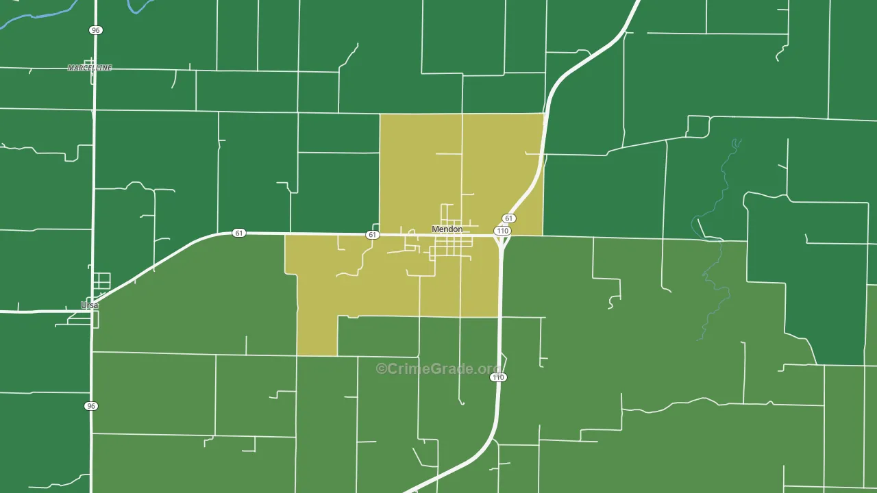 Mendon, IL Map of Vandalism Rates