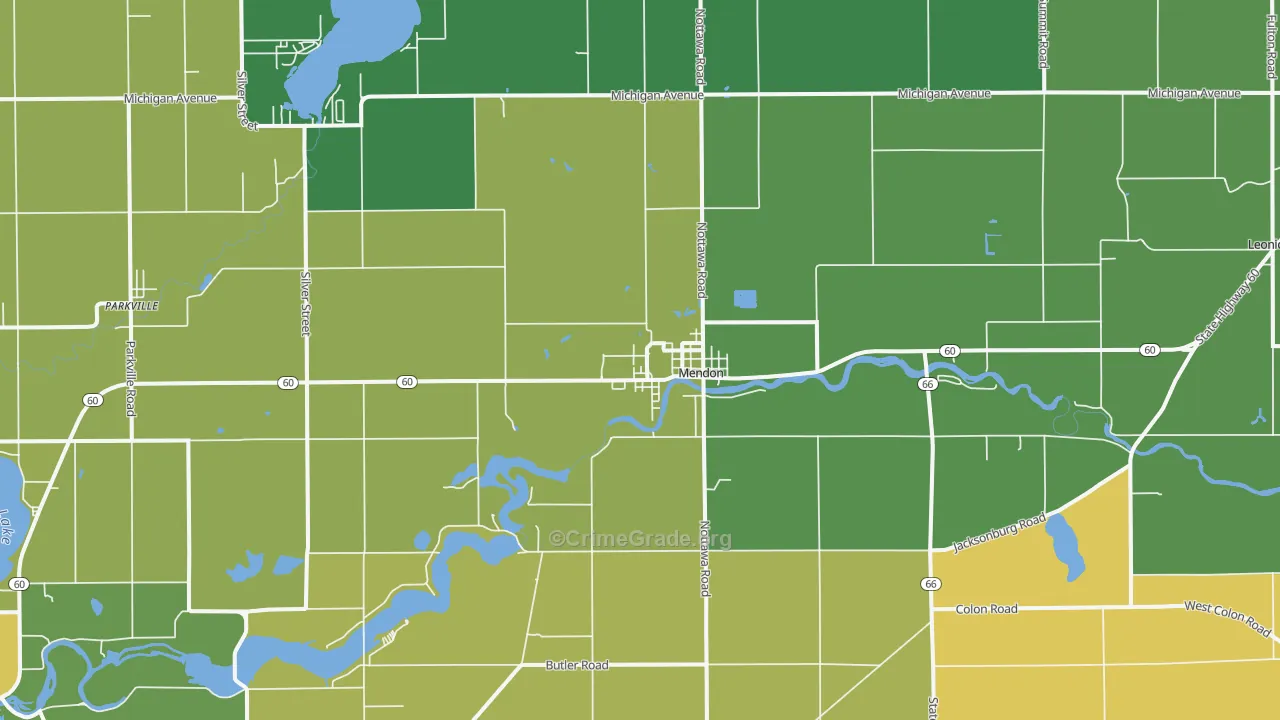 Mendon, MI Map of Vandalism Rates