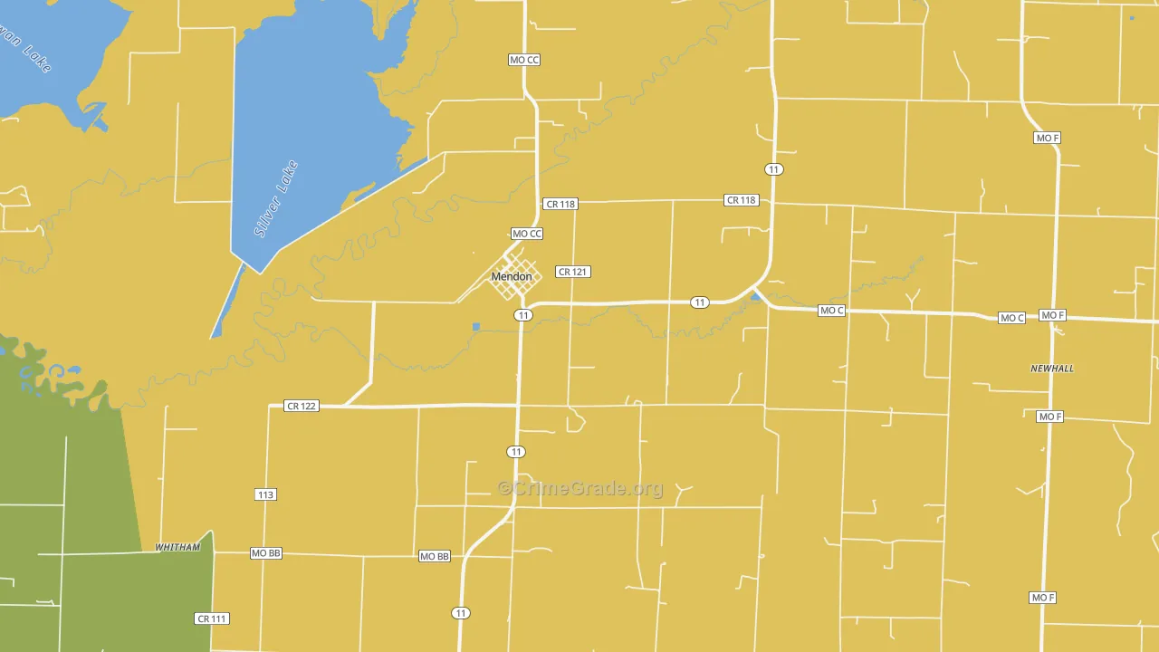 Mendon, MO Map of Vandalism Rates