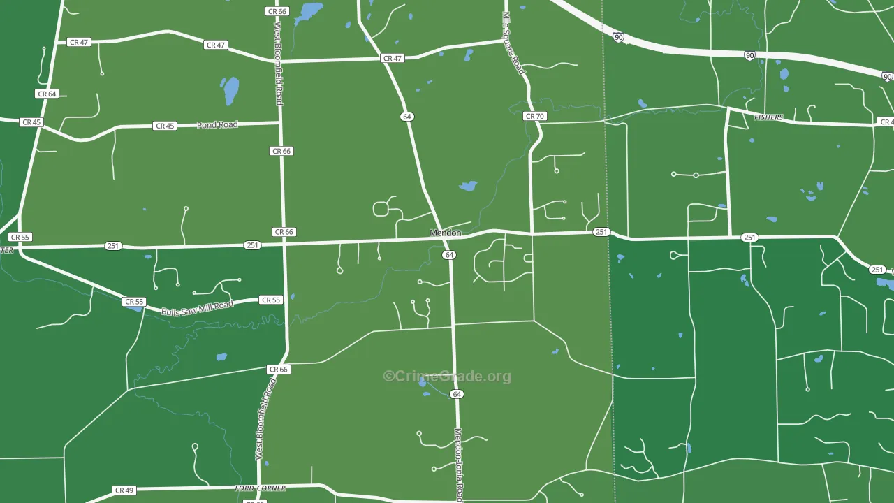 Mendon, NY Map of Vandalism Rates