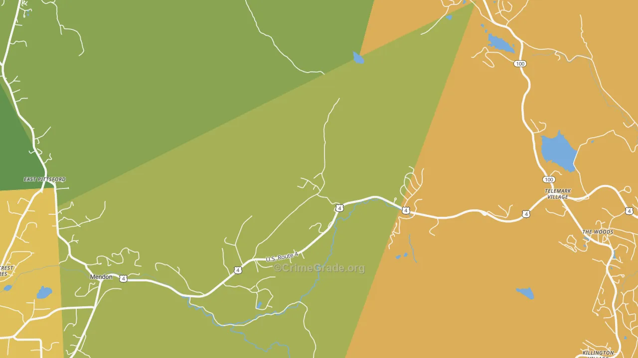 Mendon, VT Map of Vandalism Rates