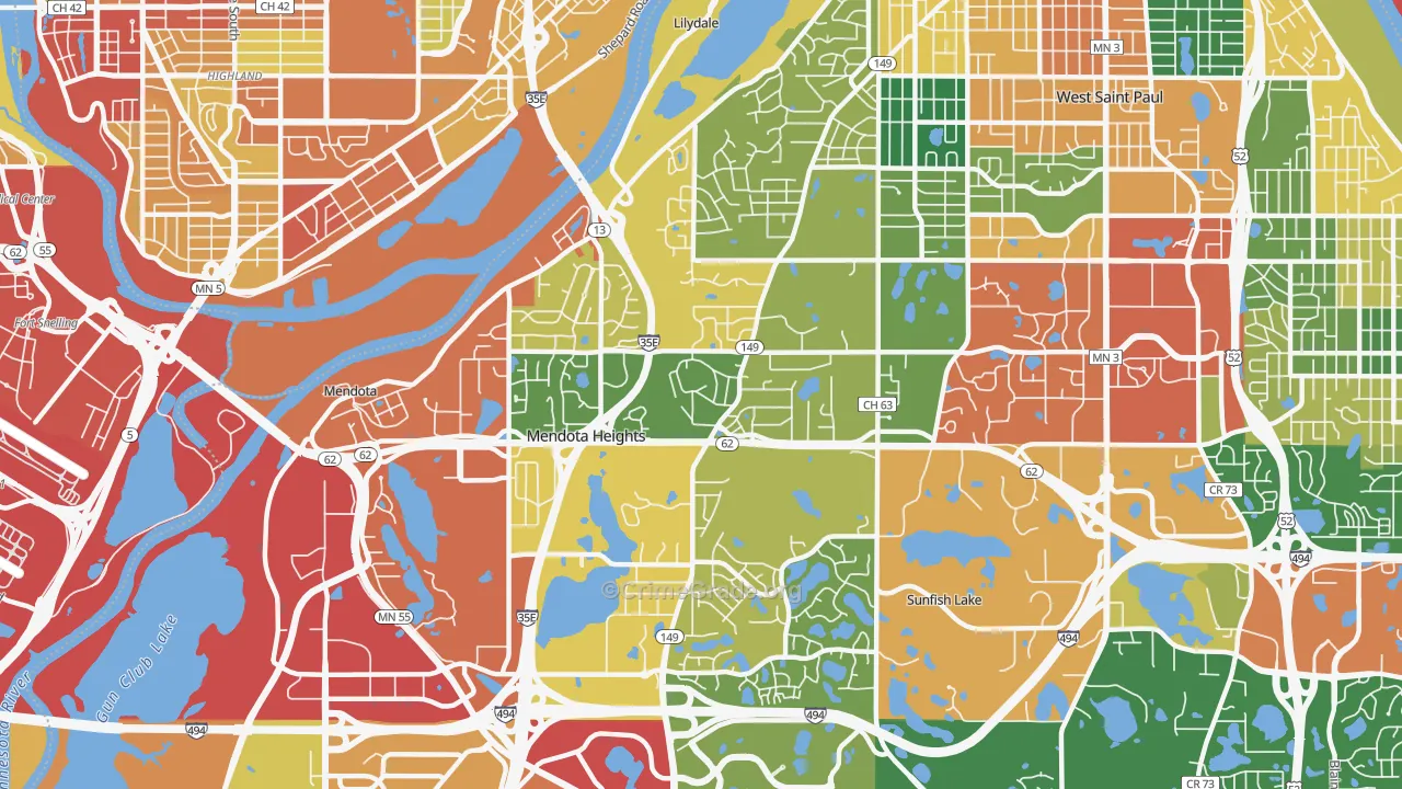 Mendota Heights, MN Map of Vandalism Rates