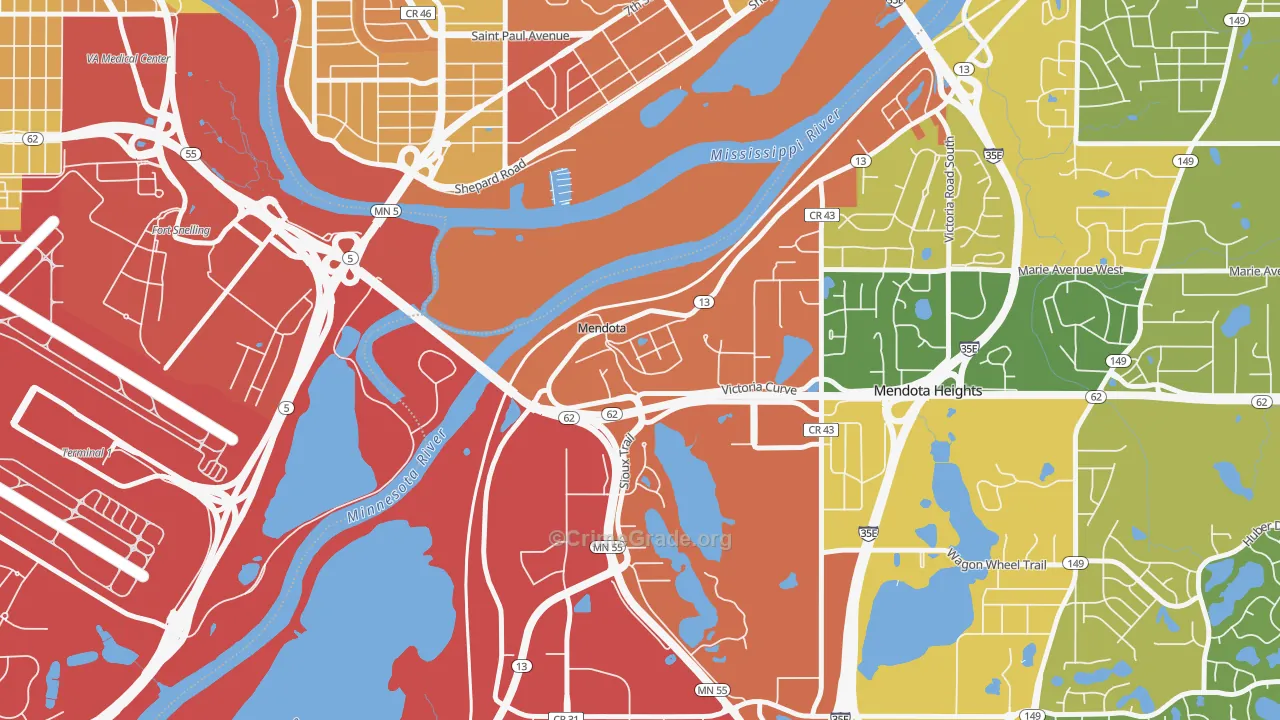 Mendota, MN Map of Vandalism Rates