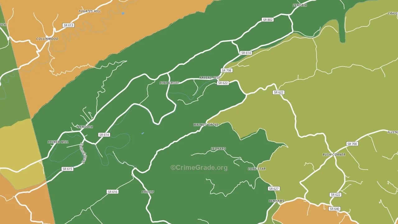 Mendota, VA Map of Vandalism Rates