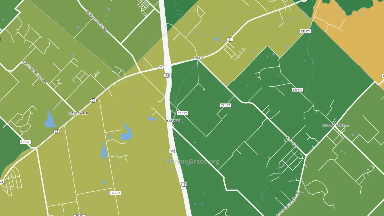 Mendoza, TX Map of Vandalism Rates