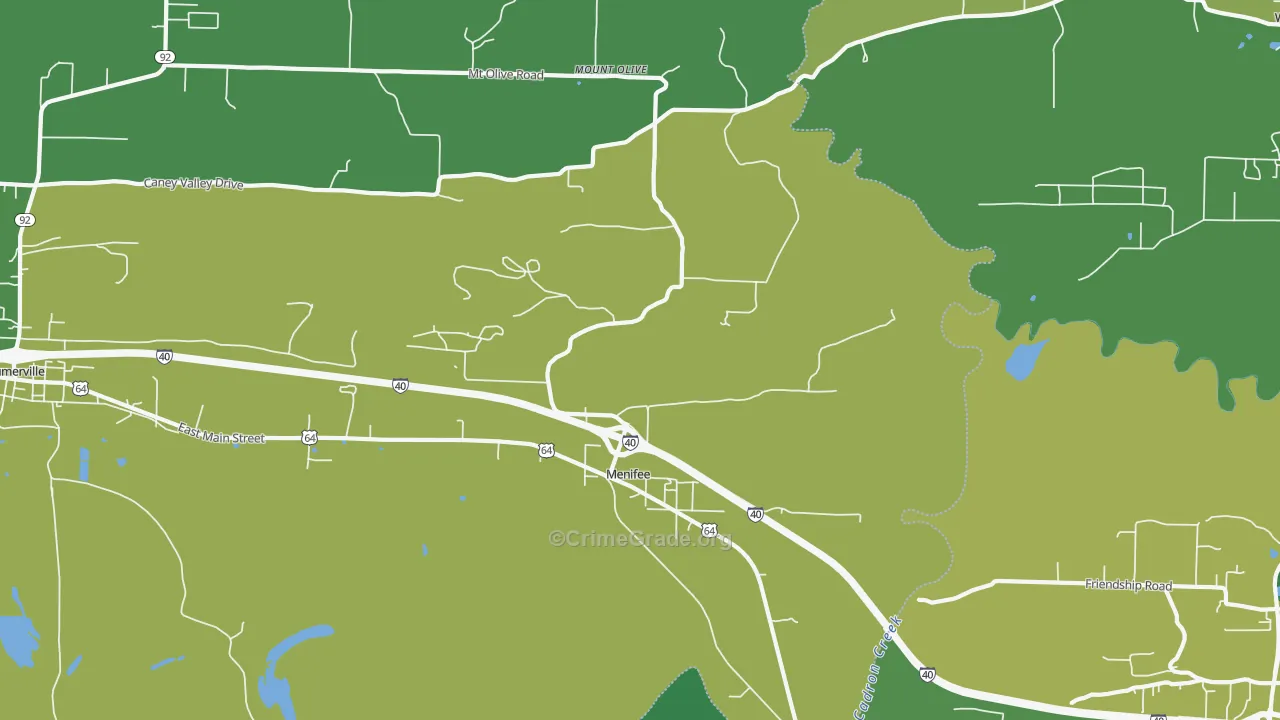 Menifee, AR Map of Vandalism Rates