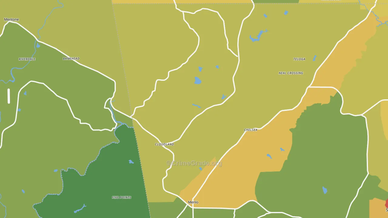 Menlo, GA Map of Vandalism Rates