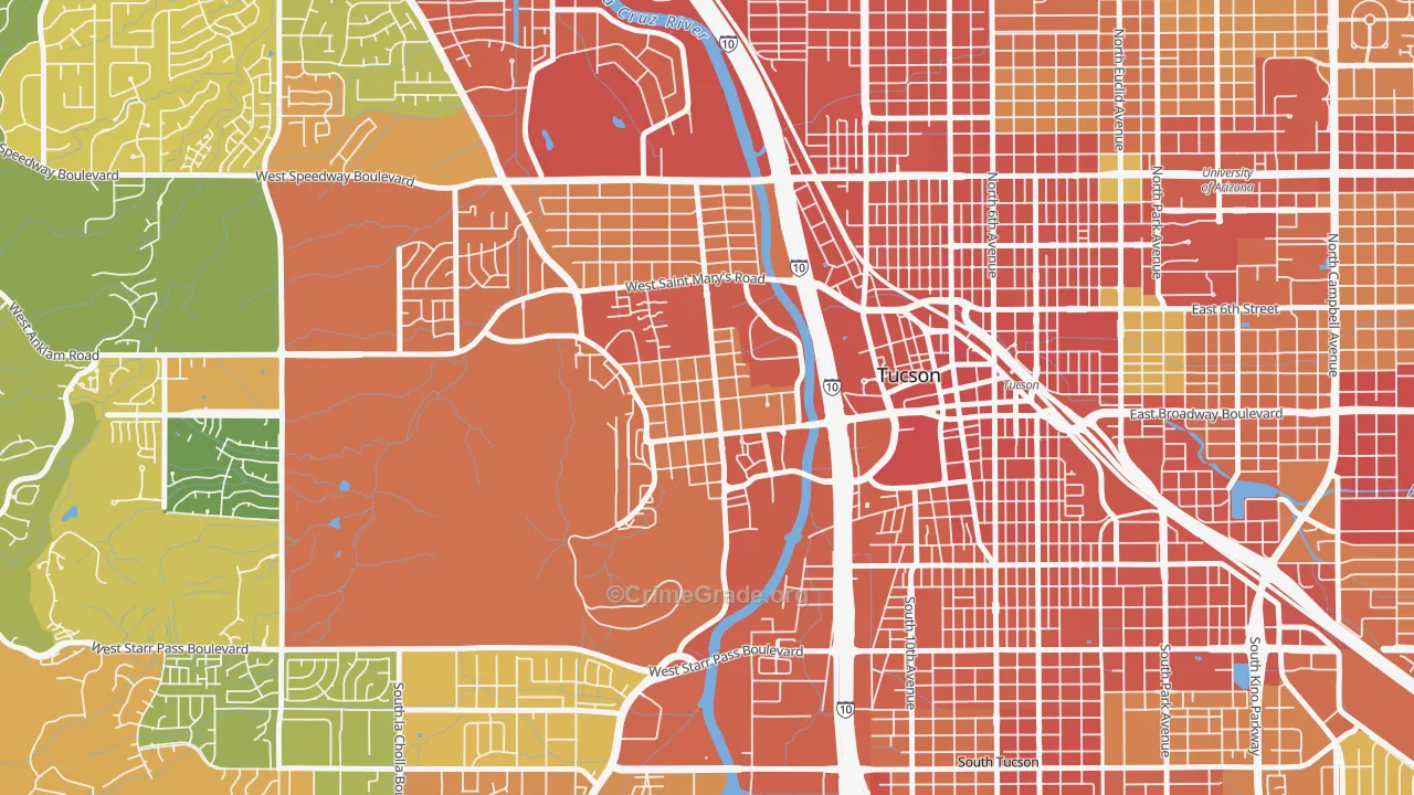 Menlo Park, Tucson, AZ Map of Vandalism Rates