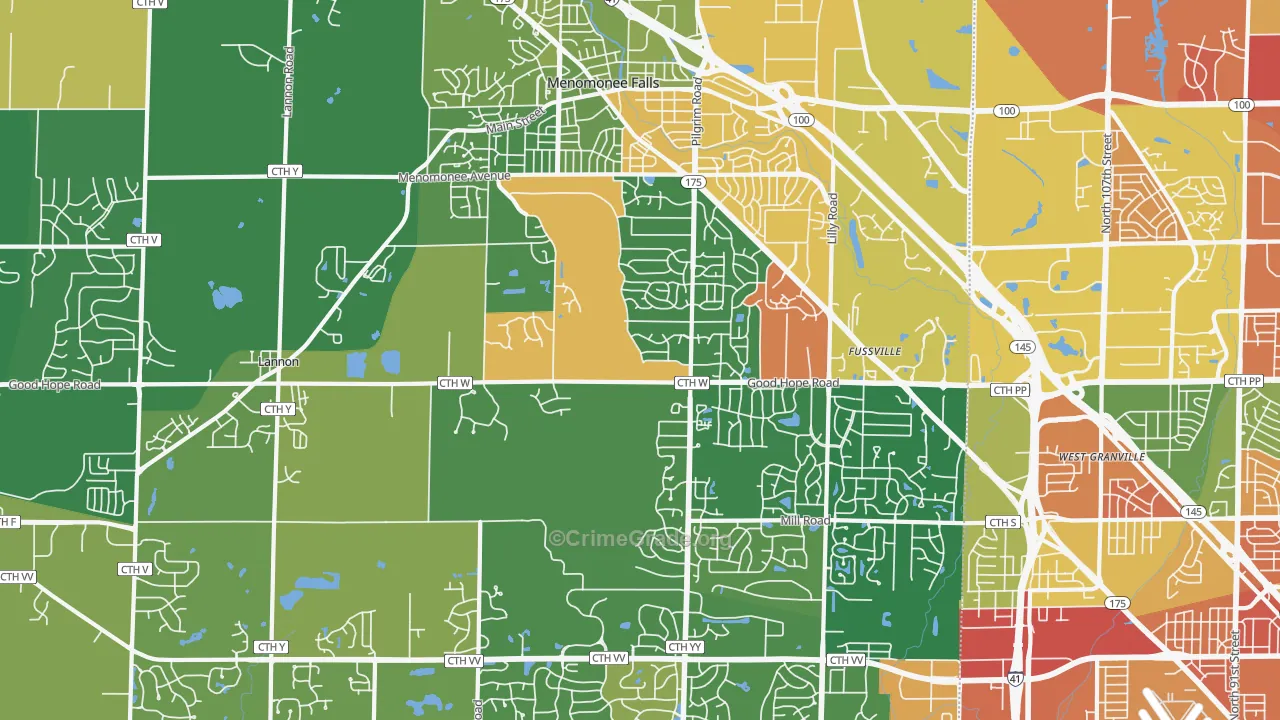 Menomonee Falls, WI Map of Vandalism Rates
