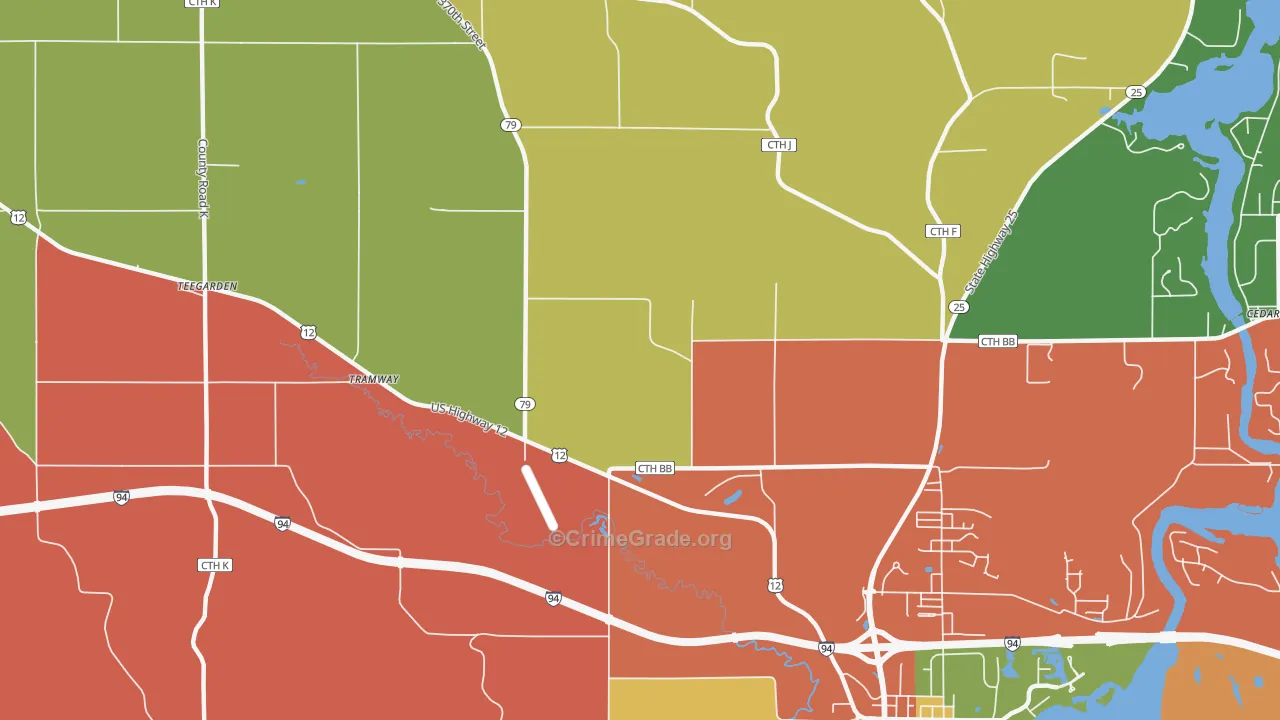 Menomonie Junction, WI Map of Vandalism Rates