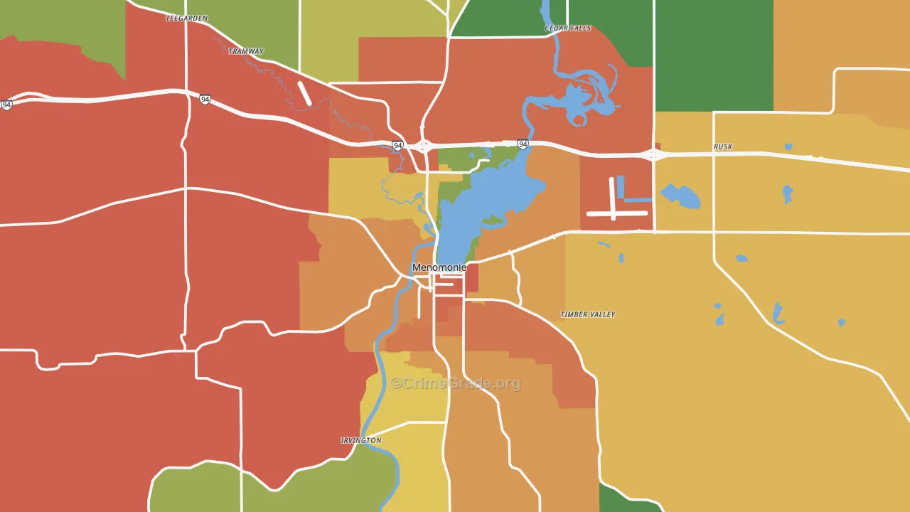 Menomonie, WI Map of Vandalism Rates