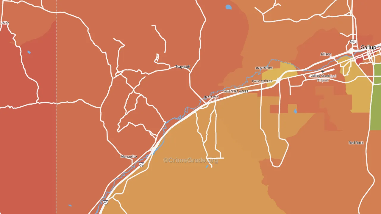 Mentmore, NM Map of Vandalism Rates