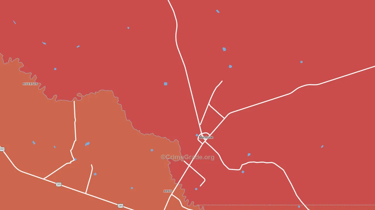 Mentone, TX Map of Vandalism Rates