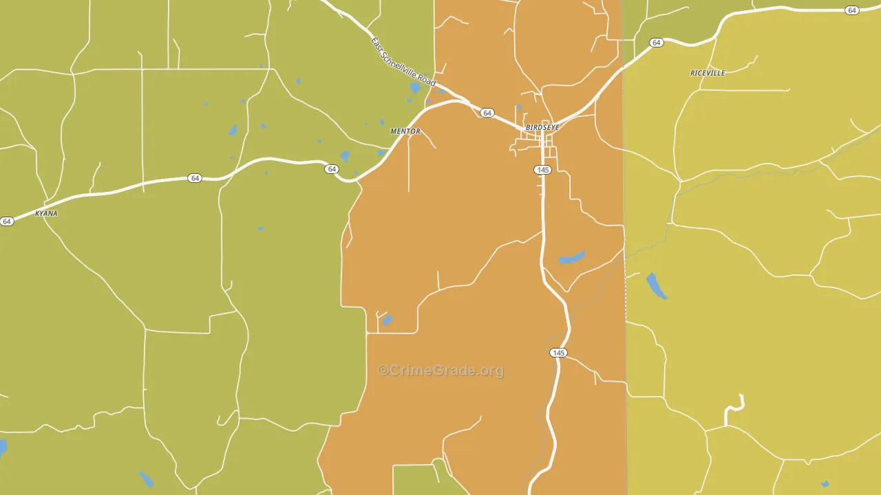 Mentor, IN Map of Vandalism Rates