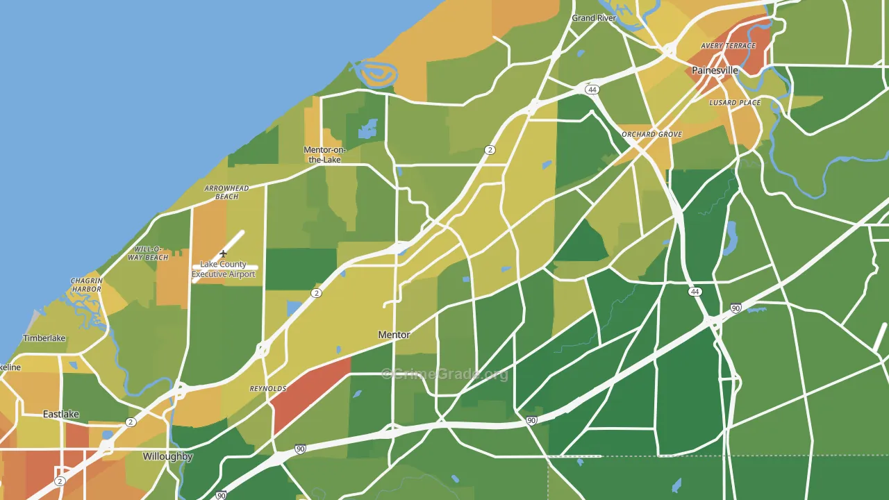 Mentor, OH Map of Vandalism Rates