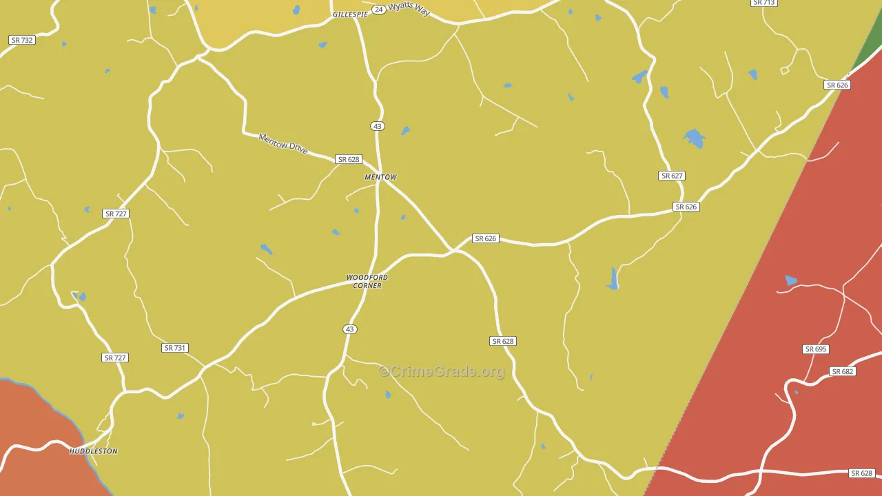 Mentow, VA Map of Vandalism Rates