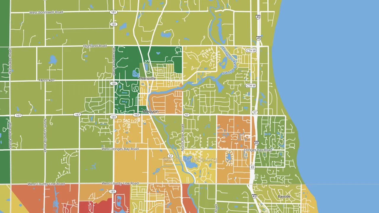 Mequon, WI Map of Vandalism Rates