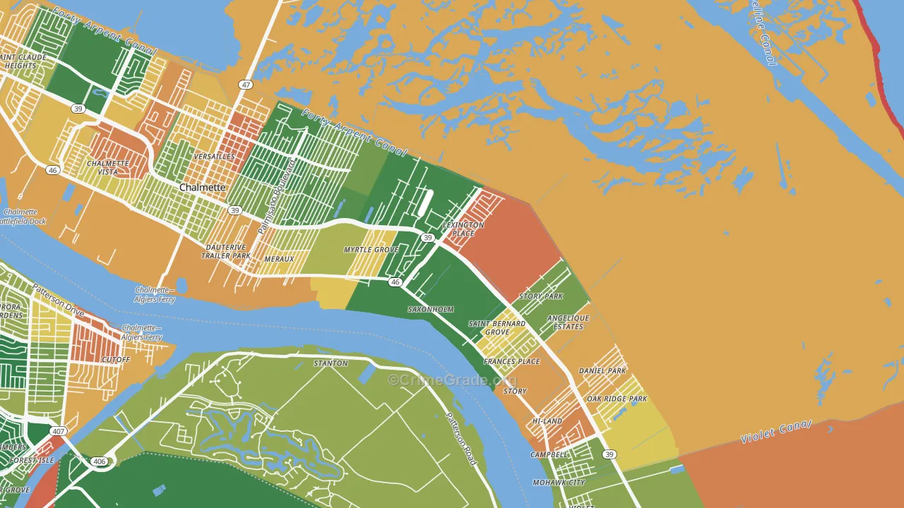 Meraux, LA Map of Vandalism Rates