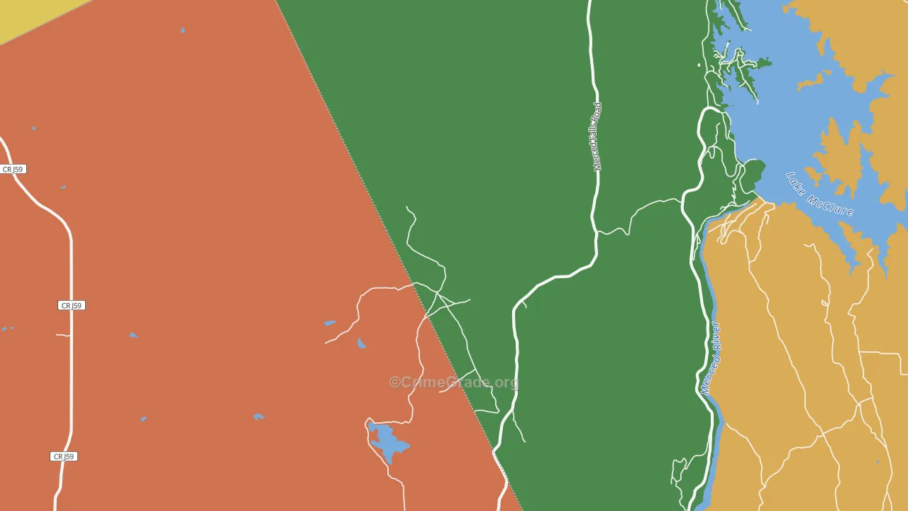 Merced Falls, CA Map of Vandalism Rates