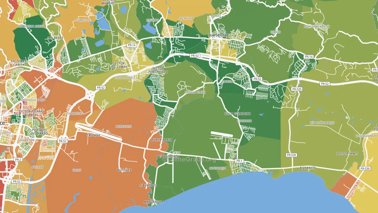 Mercedita, PR Map of Vandalism Rates