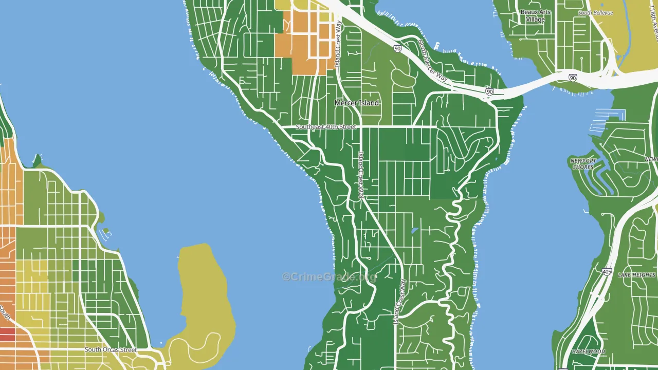 Mercer Heights, Mercer Island, WA Map of Vandalism Rates