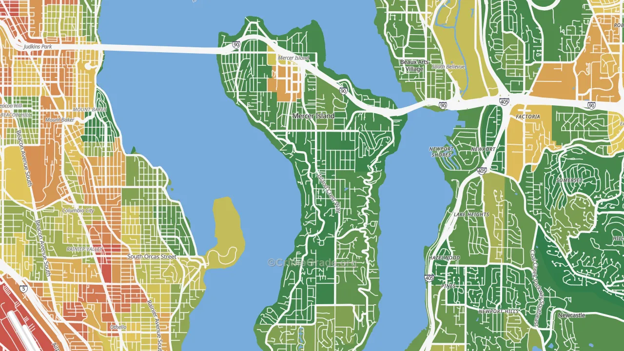 Mercer Island, WA Map of Vandalism Rates
