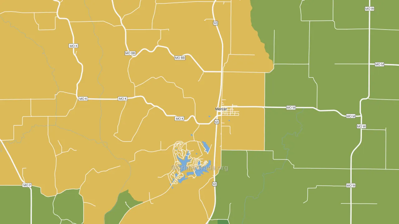 Mercer, MO Map of Vandalism Rates