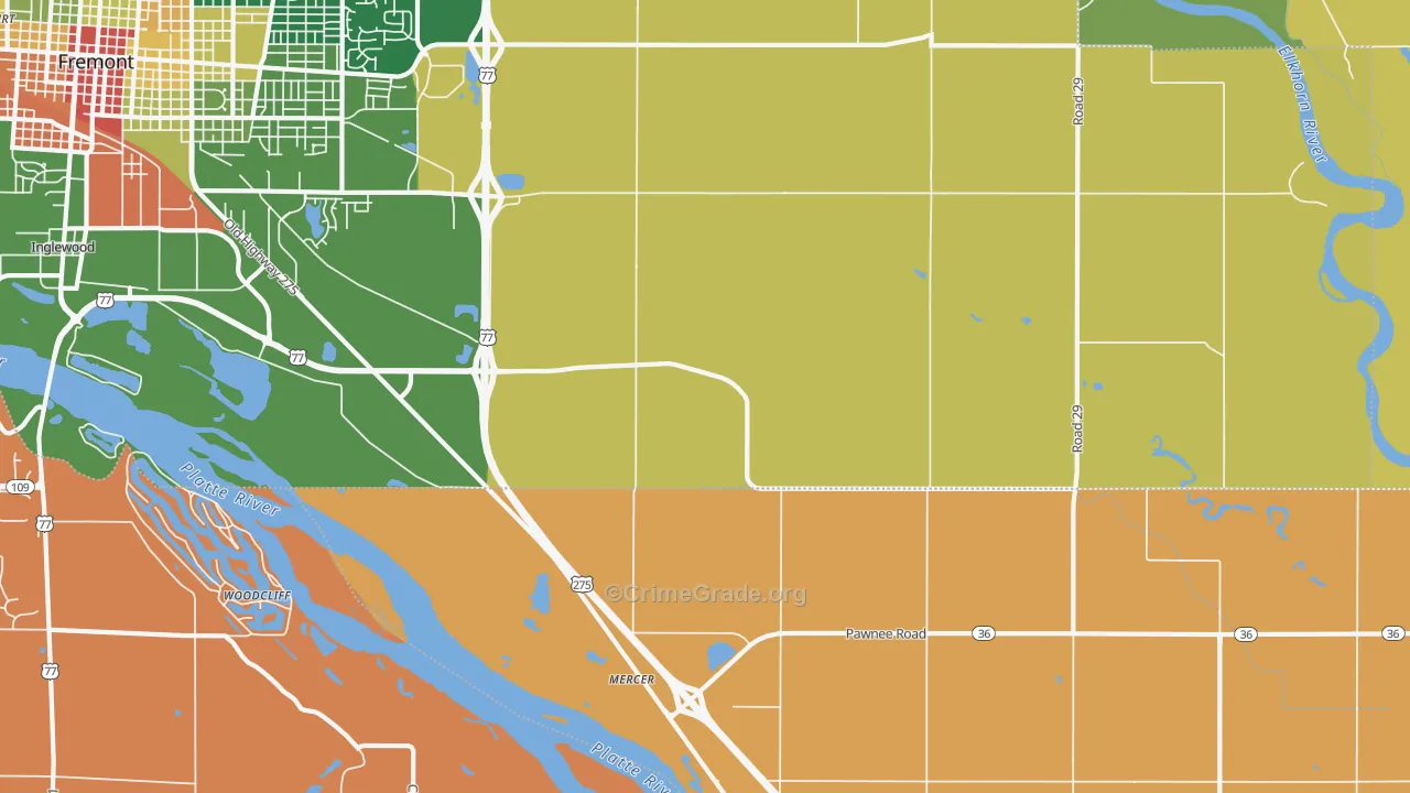 Mercer, NE Map of Vandalism Rates