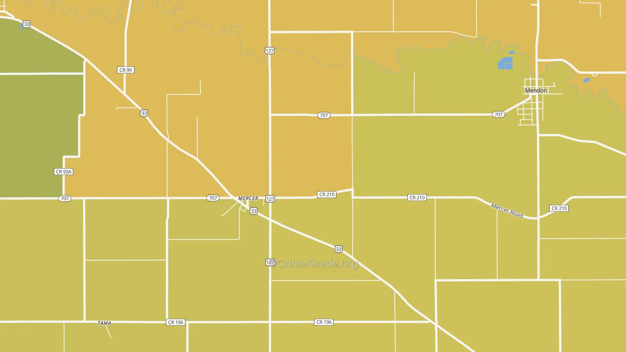 Mercer, OH Map of Vandalism Rates
