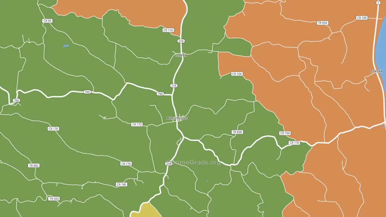 Mercerville, OH Map of Vandalism Rates