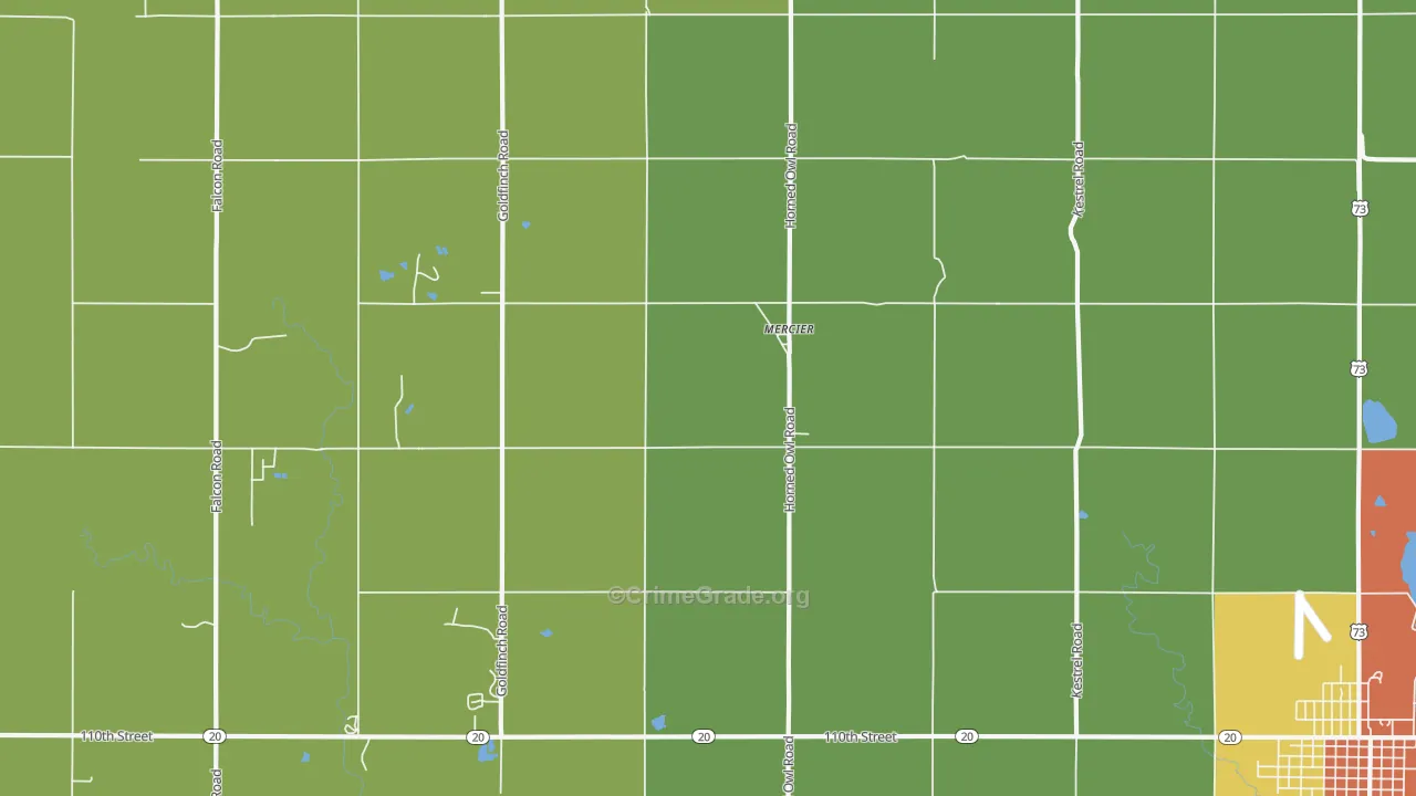 Mercier, KS Map of Vandalism Rates