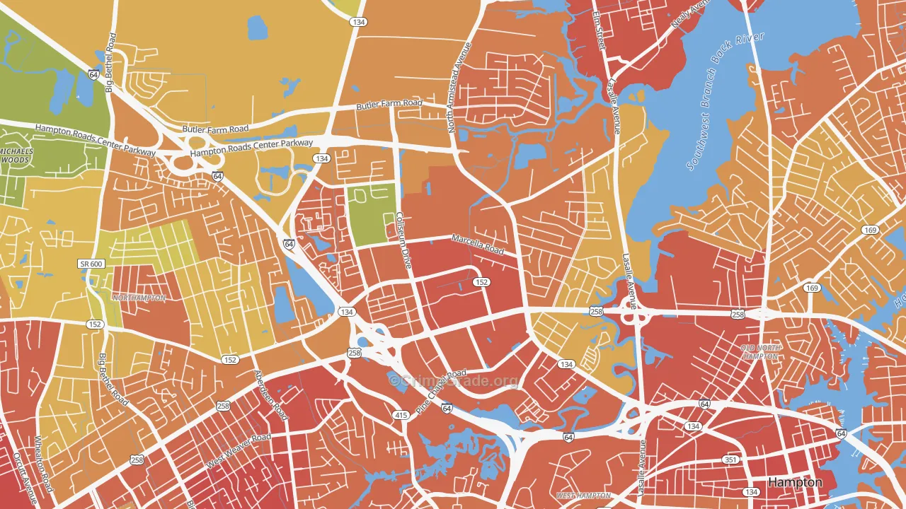 Mercury Central, Hampton, VA Map of Vandalism Rates