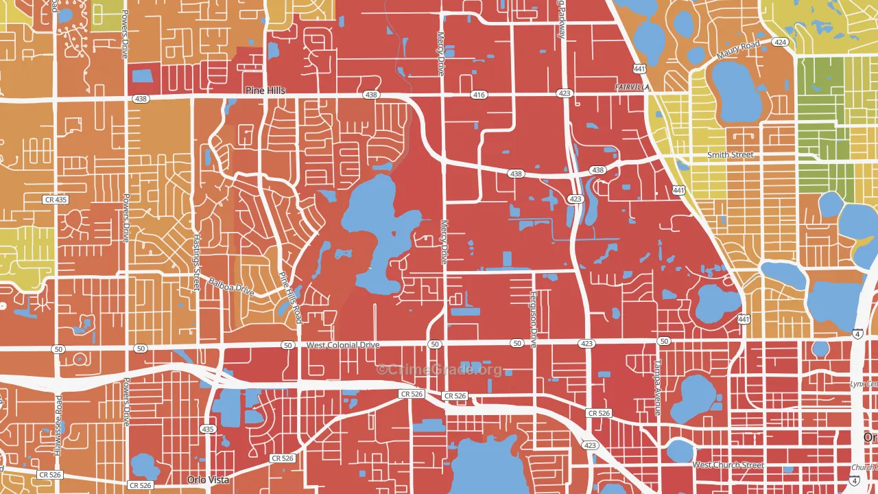 Mercy Drive, Orlando, FL Map of Vandalism Rates